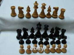 LARGE VINTAGE CHESS SET STAUNTON STYLE weighted WITH BOX