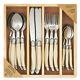 Laguiole 24 Piece Cutlery Set Tableware Stainless Steel And Cream In Wooden Box