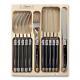 Laguiole Knife And Fork Set, 12 Piece In Wooden Display Box, Black