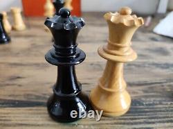 Lardy Chess Set No 5 King 3.75 c1960' In A Lovely Wooden Box