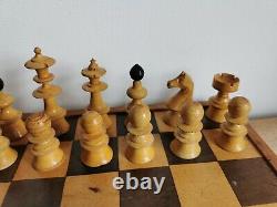 Large Antique Vienna Coffee House Chess Set in a wooden box. King 10cm