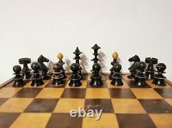 Large Antique Vienna Coffee House Chess Set in a wooden box. King 10cm