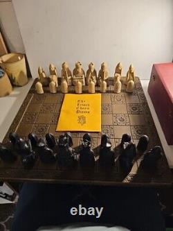Large Isle of Lewis Chess Set 3 1/2 King with 18 Wooden Carved Board Boxed