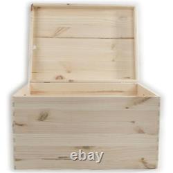 Large Plain Pine Decorative Wood Storage Box Hinged Lid & Handles 40x30x23 cm