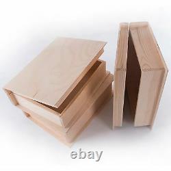 Large Plain Wooden Book Shaped Box Case/ Wood Trinket Storage Decoupage Craft