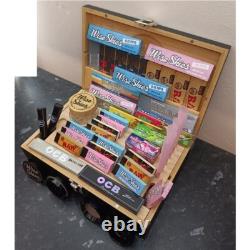 Large Rolling box Black Wooden Smoking Box Gift Set Storage Box Christmas Gift