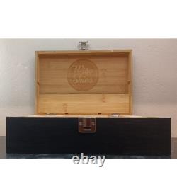 Large Rolling box Black Wooden Smoking Box Gift Set Storage Box Christmas Gift
