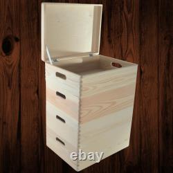 Large Shallow Stackable Wooden Storage Boxes With Lid Organisation Crate Sets