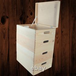 Large Shallow Stackable Wooden Storage Boxes With Lid Organisation Crate Sets