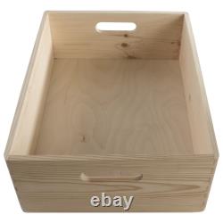 Large Shallow Stackable Wooden Storage Boxes With Lid Organisation Crate Sets
