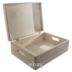 Large Shallow Stackable Wooden Storage Boxes With Lid Organisation Crate Sets