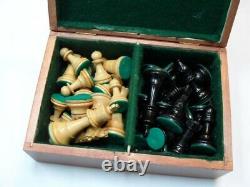 Large Vintage Chess Set With Box And Weighted Good Playing Set