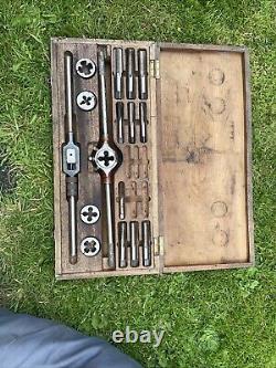 Large Vintage Tap And Die Set In Wooden Box