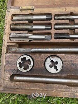 Large Vintage Tap And Die Set In Wooden Box