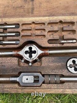 Large Vintage Tap And Die Set In Wooden Box