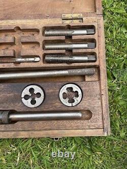 Large Vintage Tap And Die Set In Wooden Box