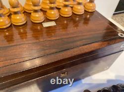 Large Vintage Wooden Chess Set In A Beautiful Wooden Box, Felted/lacqurd (333uch)