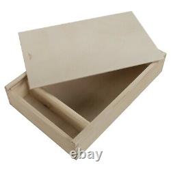 Large Wooden Box With Sliding Lid And 2 Compartments For Photos Pictures Memory