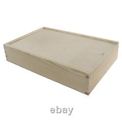 Large Wooden Box With Sliding Lid And 2 Compartments For Photos Pictures Memory