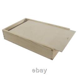 Large Wooden Box With Sliding Lid And 2 Compartments For Photos Pictures Memory