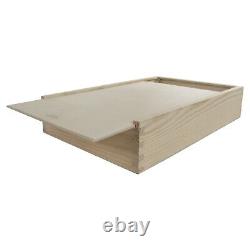 Large Wooden Box With Sliding Lid And 2 Compartments For Photos Pictures Memory