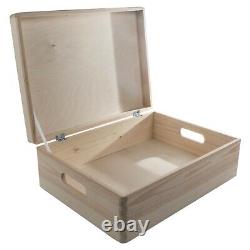 Large Wooden Storage Box With Lid And Handles/Pinewood Toy Chest Keepsake Trunk