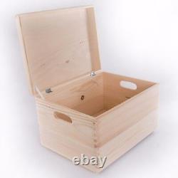 Large Wooden Storage Box With Lid And Handles/Pinewood Toy Chest Keepsake Trunk