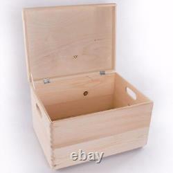 Large Wooden Storage Box With Lid And Handles/Pinewood Toy Chest Keepsake Trunk