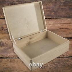 Large Wooden Storage Box With Lid / Pinewood Toy Chest Memory Keepsake Trunk