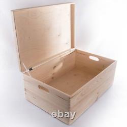 Large Wooden Storage Boxes / Plain Wood / Box with Lid / Crate Trunk Containers