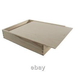 Large Wooden Storage Craft Box With Sliding Lid / Memory Keepsake Photo Holder