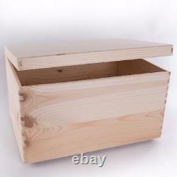 Large Wooden Storage Memory Box With Lid / Pinewood Toy Chest Keepsake Trunk