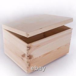 Large Wooden Storage Memory Box With Lid / Pinewood Toy Chest Keepsake Trunk