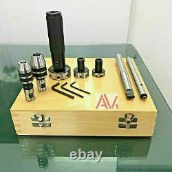 Lathe Tailstock Tap & Die Holder Kit MT2 Shank Threading Tapping Set Wooden Box