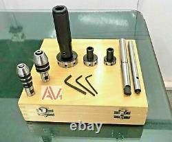 Lathe Tailstock Tap & Die Holder Kit MT2 Shank Threading Tapping Set Wooden Box