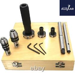 Lathe Tailstock Tap & Die Holder Kit MT3 Shank Threading Tapping Set Wooden Box