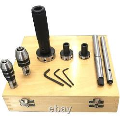 Lathe Tailstock Tap & Die Holder Kit MT3 Shank Threading Tapping Set Wooden Box