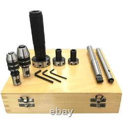 Lathe Tailstock Tap & Die Holder Kit MT3 Shank Threading Tapping Set Wooden Box