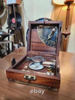 Limited Handcrafted Wooden Marine Master Box Set Nautical Sextant, Ship's