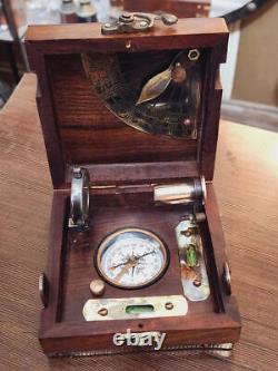 Limited Handcrafted Wooden Marine Master Box Set Nautical Sextant, Ship's