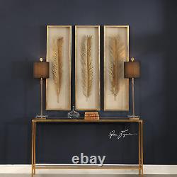 Luxe Tall Gold Palm Leaf Wall Art Set 3 Organic Shape Shadow Box Sculpture