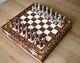 Luxury Chess Set, Wooden Board And Classic Metal Chess Piecess, Storage Box