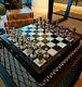 Luxury Classic Zamak Chess Set Bronze Silver Wooden Marble Chess Box 30x30 Cm