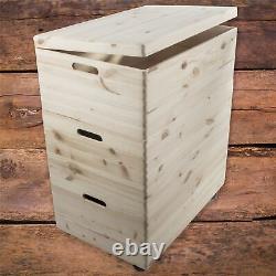 MEGA SET / 3 Tier Extra Large Wooden Boxes / Stackable Crate Chest on Wheels