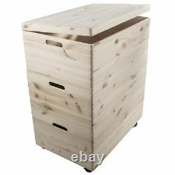 MEGA SET / 3 Tier Extra Large Wooden Boxes / Stackable Crate Chest on Wheels