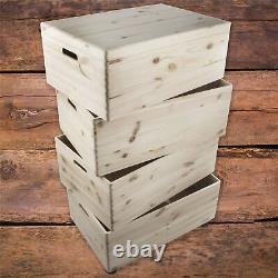 MEGA SET / 4 Tier Extra Large Wooden Boxes / Stackable Crate Chest on Wheels