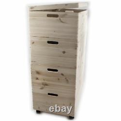 MEGA SET / 4 Tier Extra Large Wooden Boxes / Stackable Crate Chest on Wheels