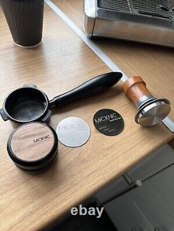 MICxNIC Bottomless Portafilter And Tamping Set with handmade wooden knock box