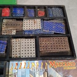 Made In England Meccano 1940s Vintage Set In Original Wooden Box Wheels Plates +