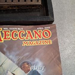 Made In England Meccano 1940s Vintage Set In Original Wooden Box Wheels Plates +